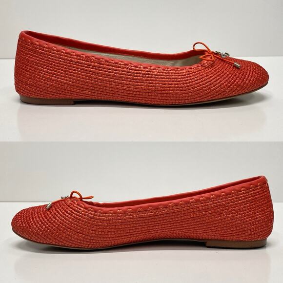 Sam Edelman Falcon Orange Coral Woven Raffia Ballet Flats Women's US 9M EUR 39 - Picture 10 of 11